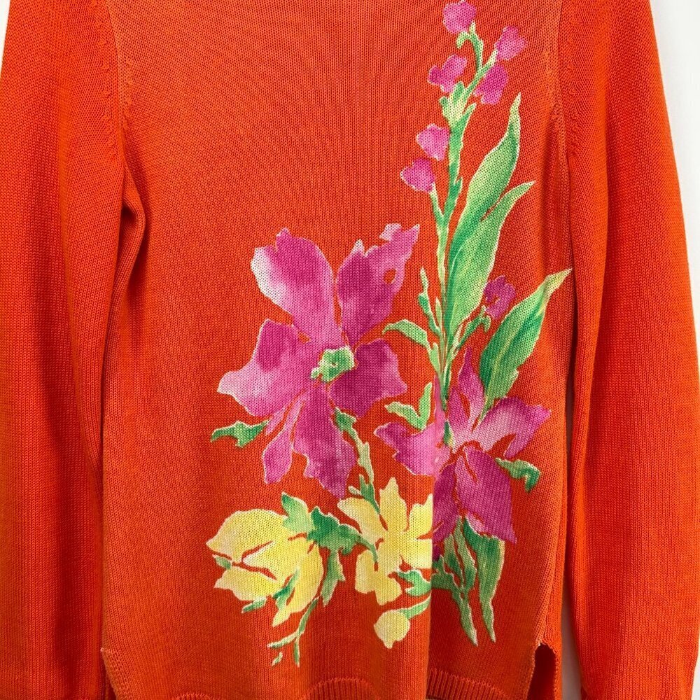 Lauren By Ralph Lauren Red Sweater With Floral Design Size M - Picture 3 of 7